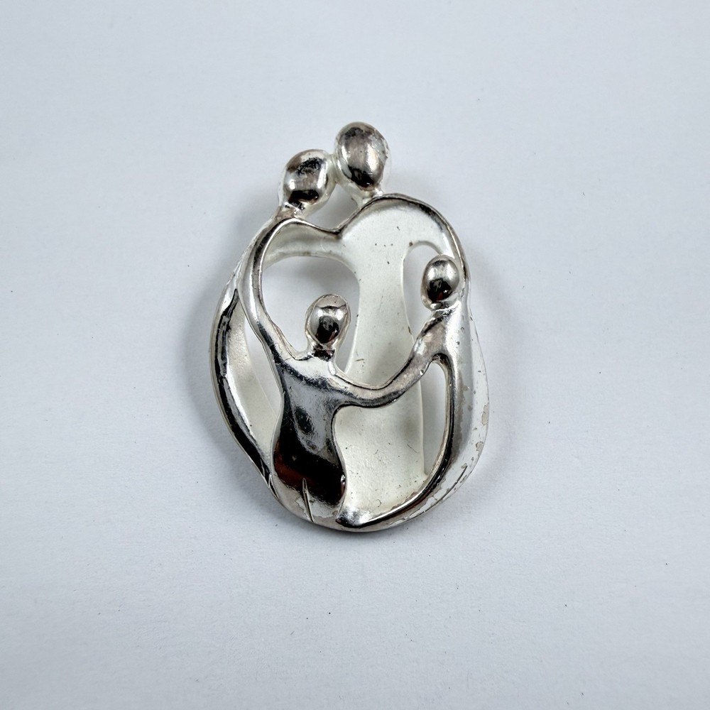 Vintage Carolyn Pollack Family 4 Sterling Silver 925 Pendant Love Southwest