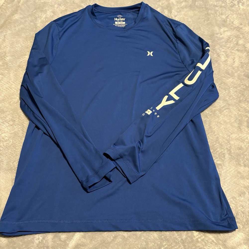 Hurley Shirt Men's M Blue Long Sleeve Stretch Performance Surf Outdoors