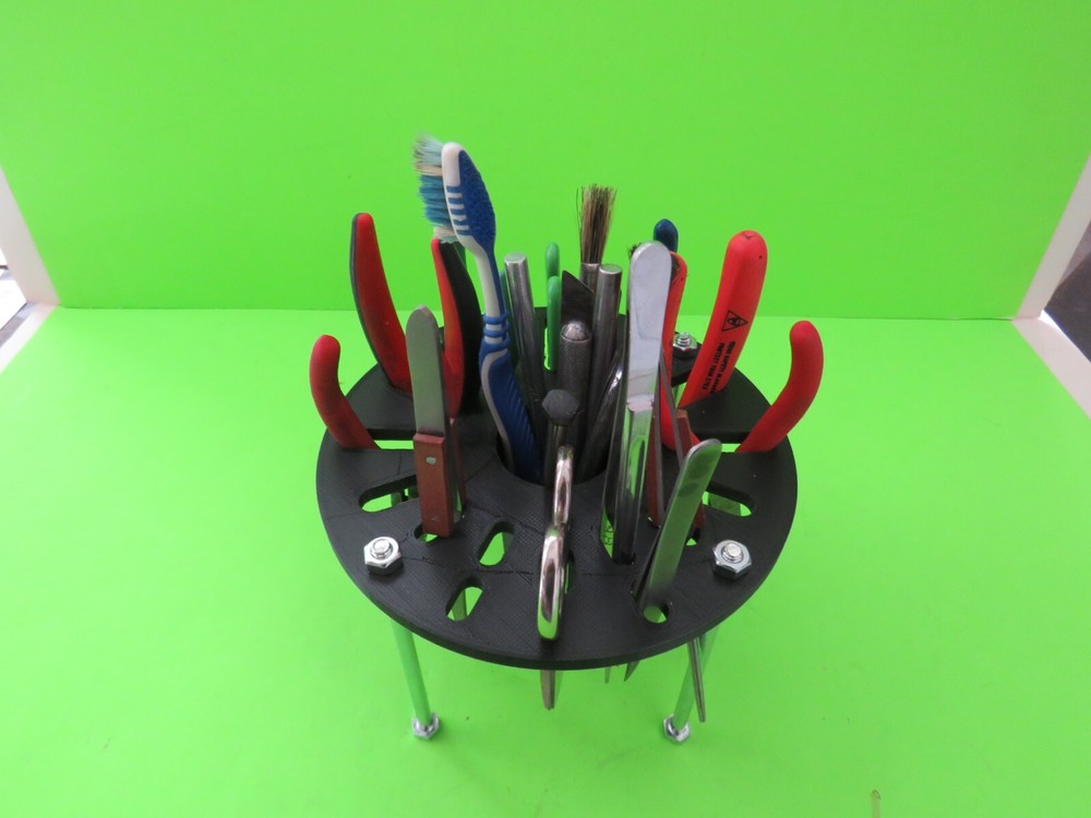 Electronics Round Tool Caddy Cutters, Pliers, Tweezers, Strippers 3D Printed
