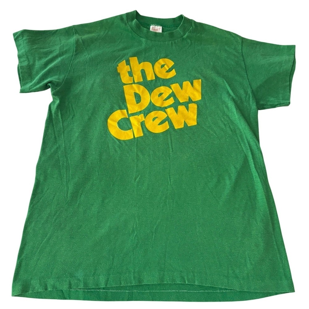 Vtg 80s Mountain Dew T Shirt L Single Stitch The Dew Crew Stedman USA Made Tee