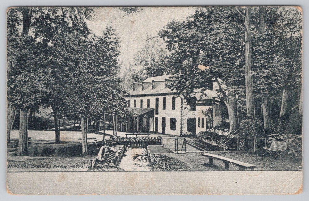 Mineral Springs Park Hotel Reading Pennsylvania PA Postcard Smudge on Back