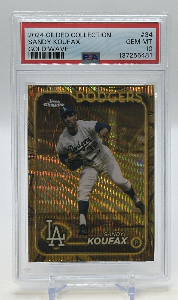2024 Topps Gilded Collection - Sandy Koufax /75 Gold Wave Refractor #34 - PSA 10