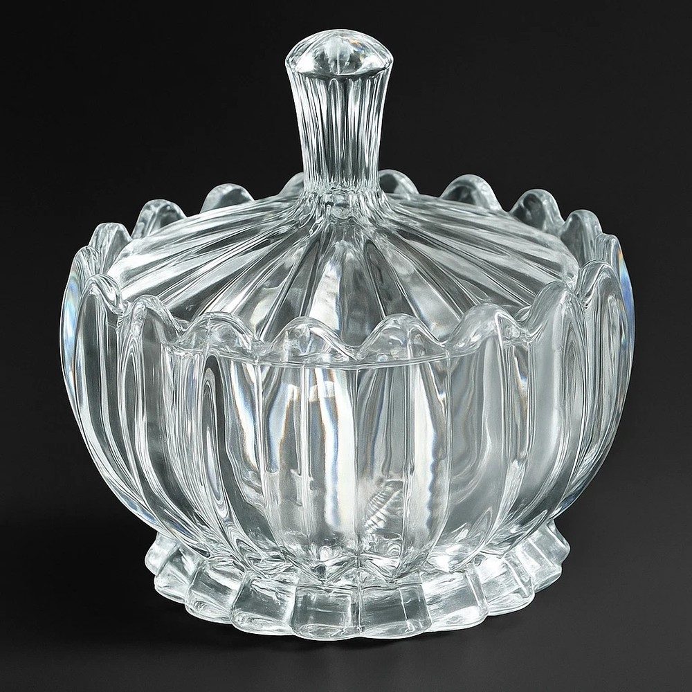 Candy Jar with Lid Clear Crystal Style Storage Bowl for Sweets 1 count
