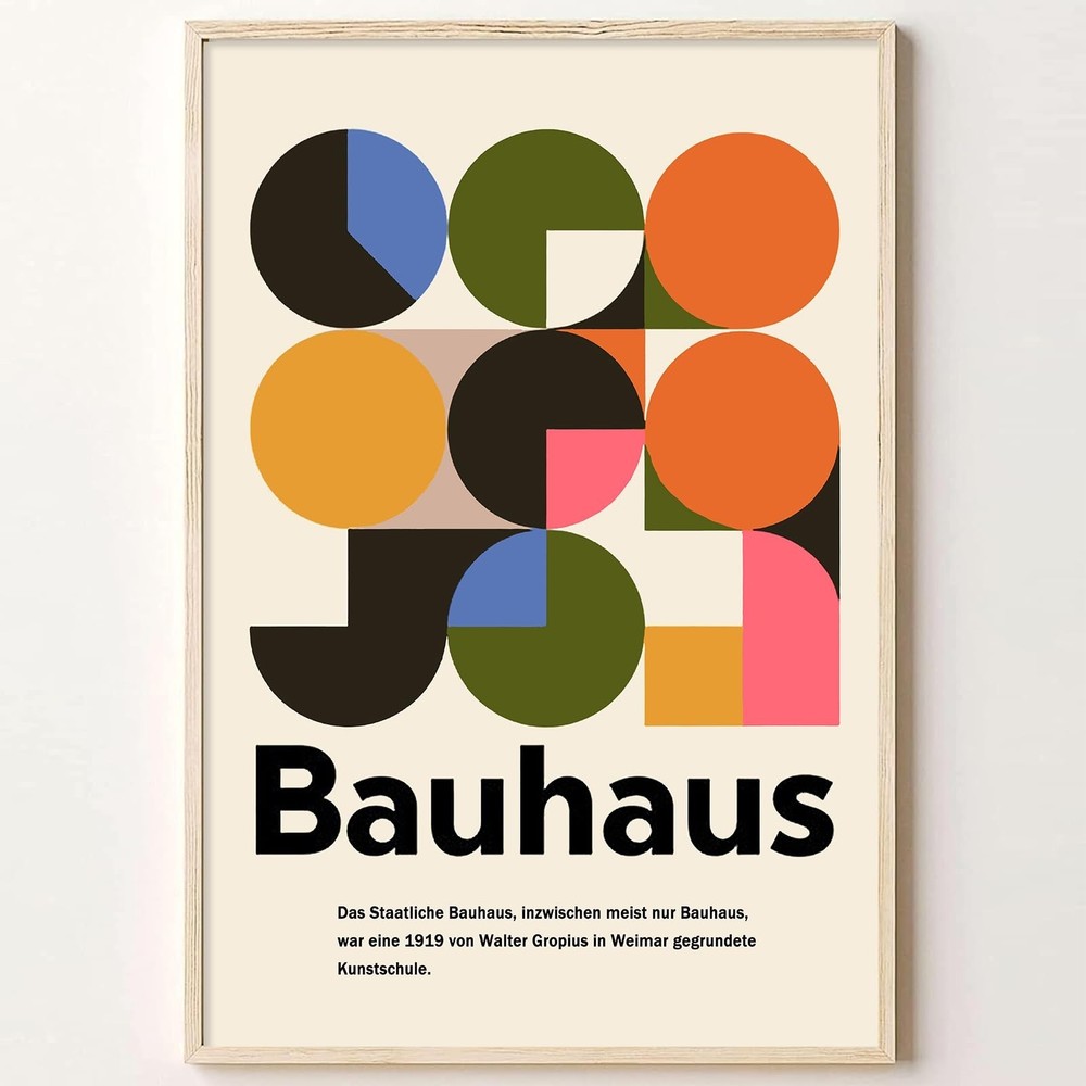 Mid Century Modern Bauhaus Wall Art Abstract Minimalist Geometric Prints Bauh...