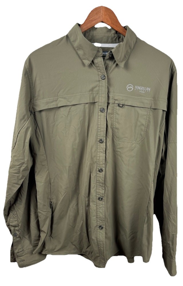 Magellan Outdoors Pro Women L/S Shirt Fishing Hiking Button Up Long Sleeve XL.