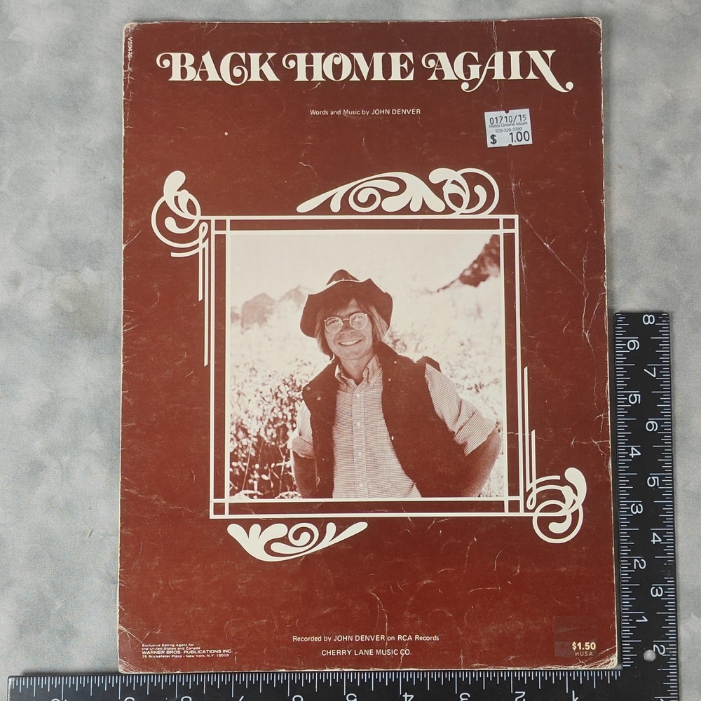 1974 John Denver Back Home Again Vintage Sheet Music Songbook Cherry Lane RCA PV