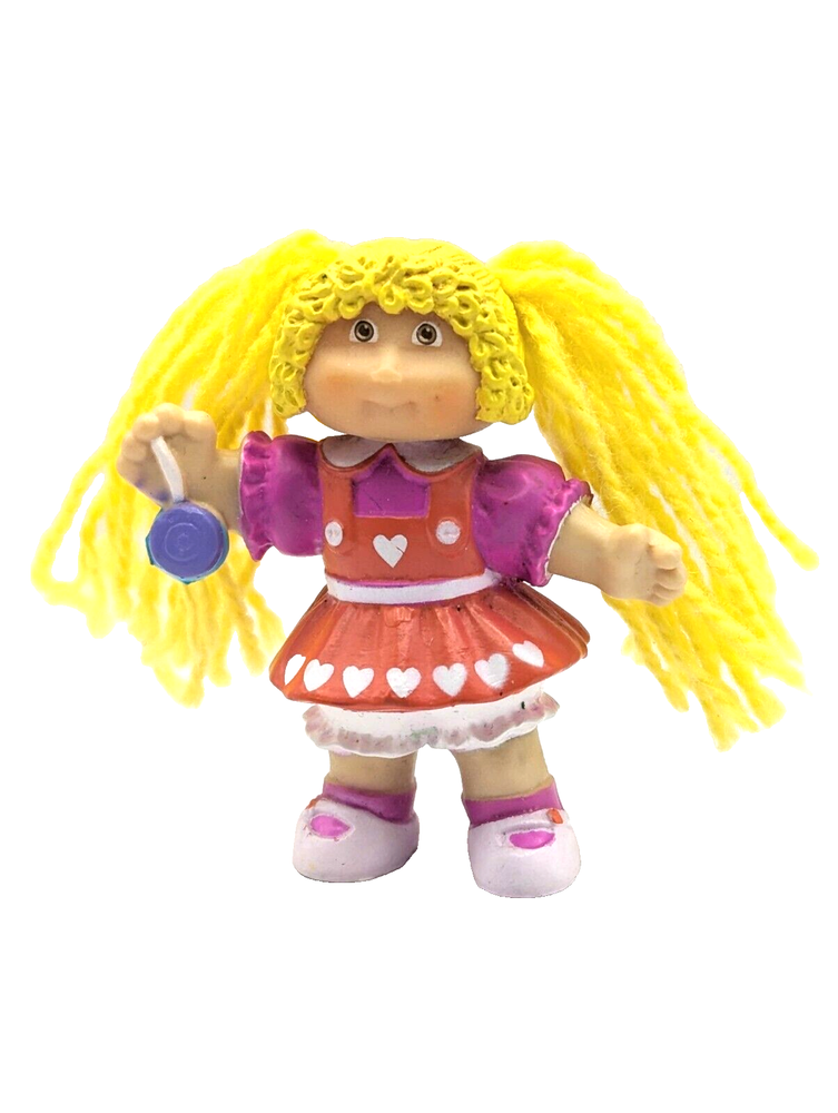 1985 Cabbage Patch Kid Girl with Yarn Hair Rare Pink Red Combo PVC Figure