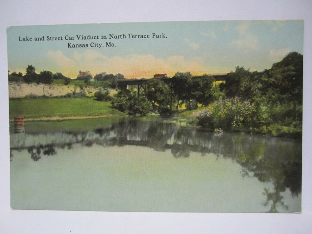 Lake & Street Car Viaduct In N Terrace Park Postcard Kansas City Missouri 1910