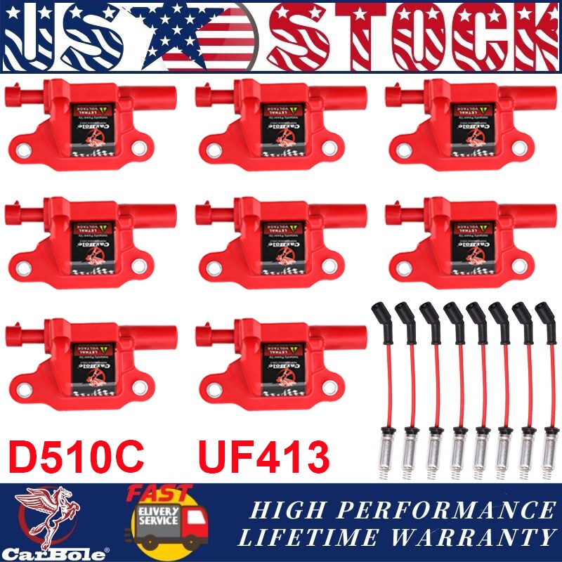 For 2007-2014 GMC Yukon 6.2L V8 8pcs Square Ignition Coils 8pcs Spark Plug Wires