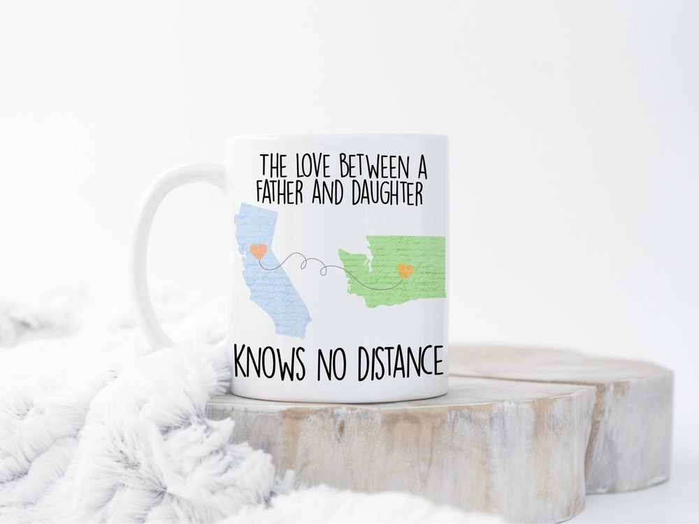 Custom Long Distance Mug Christmas Gift For Dad State To State Mug Father's Day