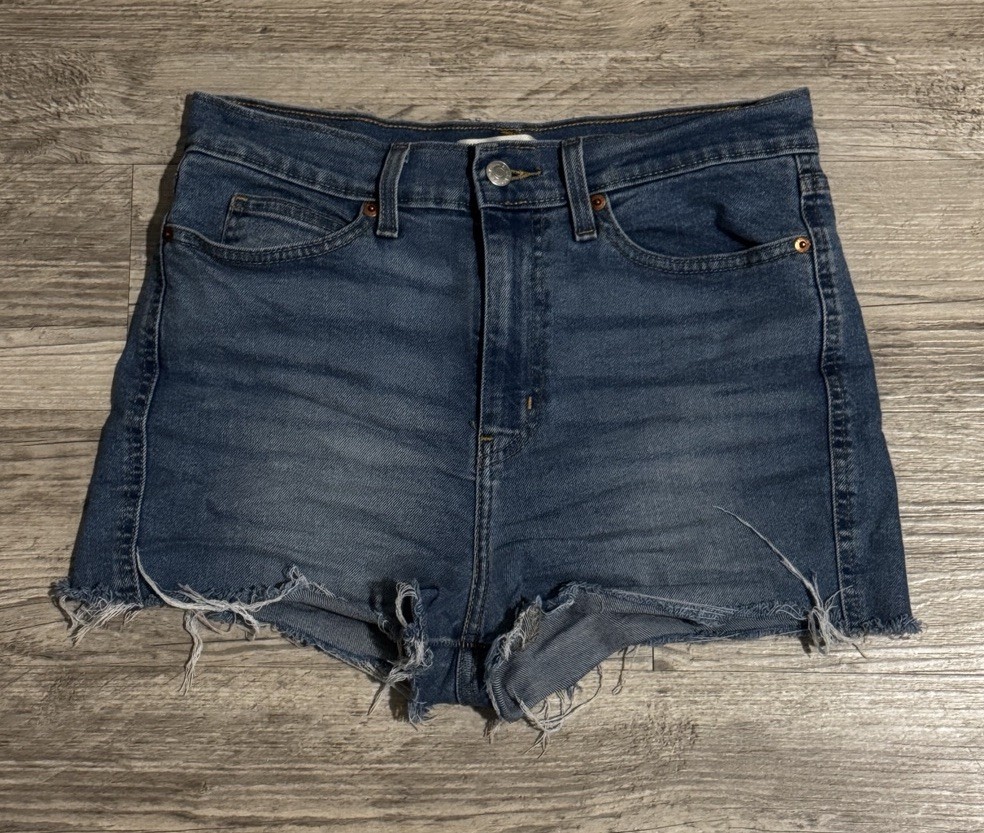 Signature by Levi Strauss Women's Cut Off Denim Shorts Blue Medium Wash 6 W28