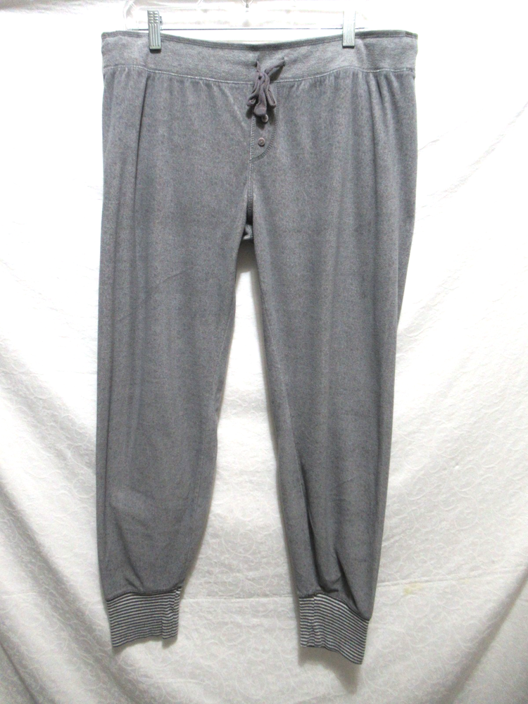 P.J. Salvage Size Large Gray Velour Long Jogger Pajama Bottoms