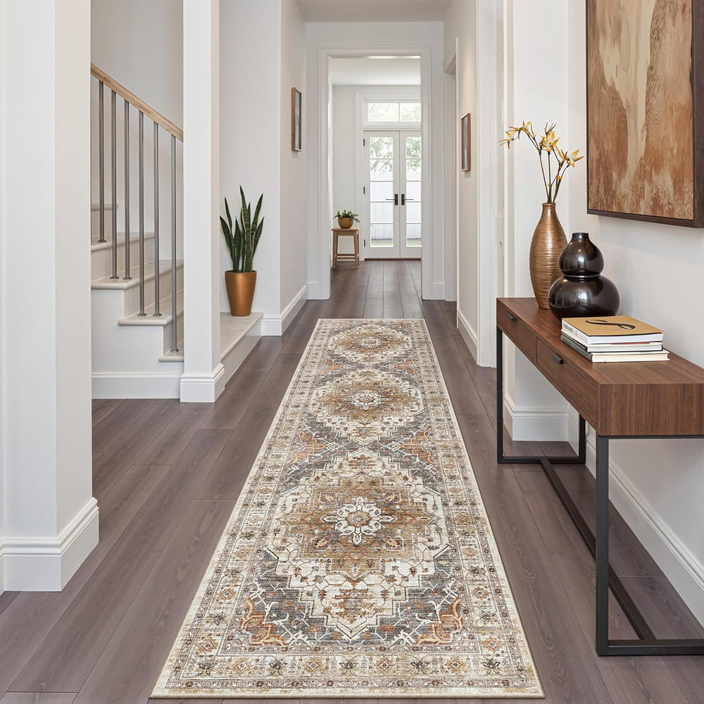 Runner Rug 2X8, Washable Hallway Runner Rugs, Non-Slip Low-Pile Soft Kitchen Rug