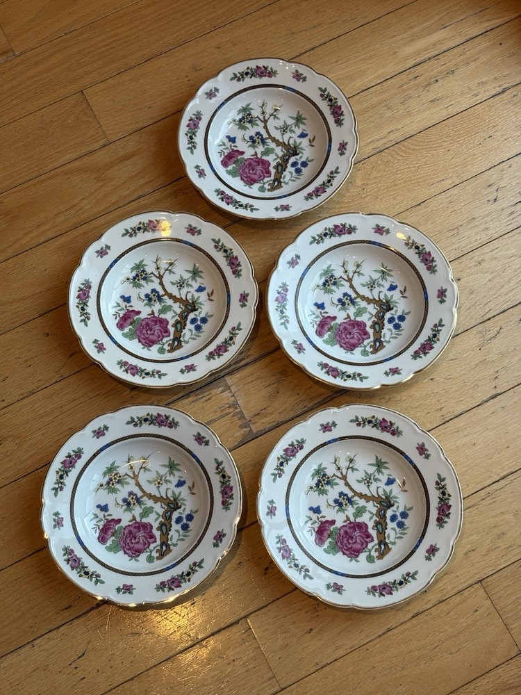 Black Knight Germany Tree Of Life Bavaria Selb Bowls Floral Gold Edge BLK15 Set5