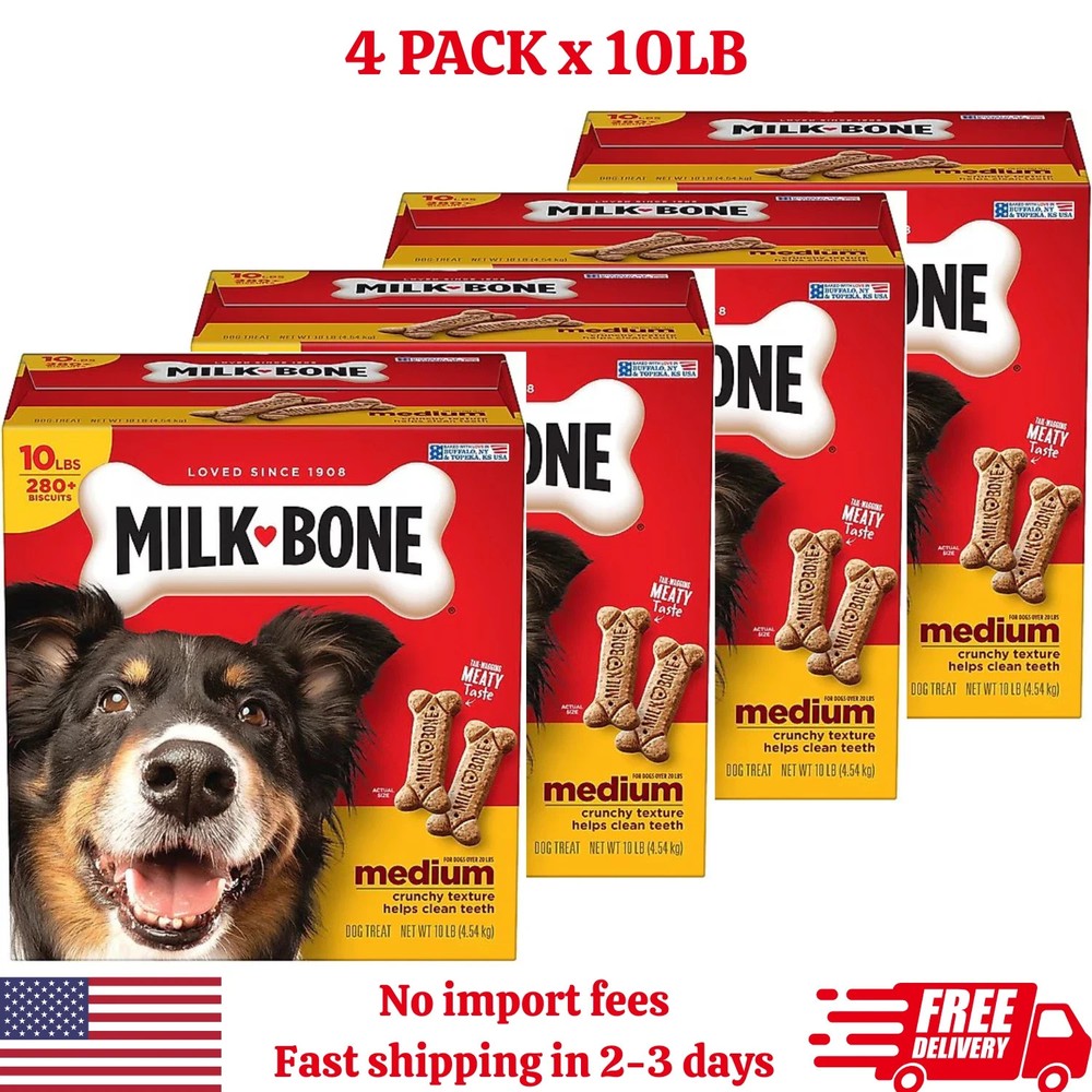 Milk-Bone Original Dog Treats Biscuits for Medium Dogs, 10 Pound, 4 Pack