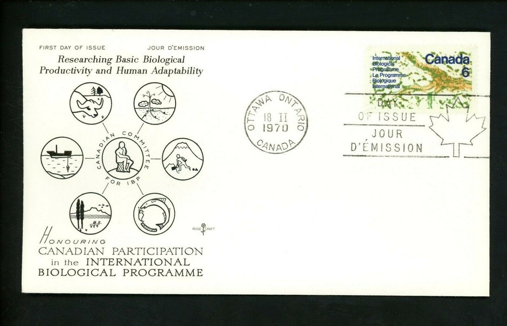 Postal History Canada Rose Craft FDC #507 International Biological Program 1970