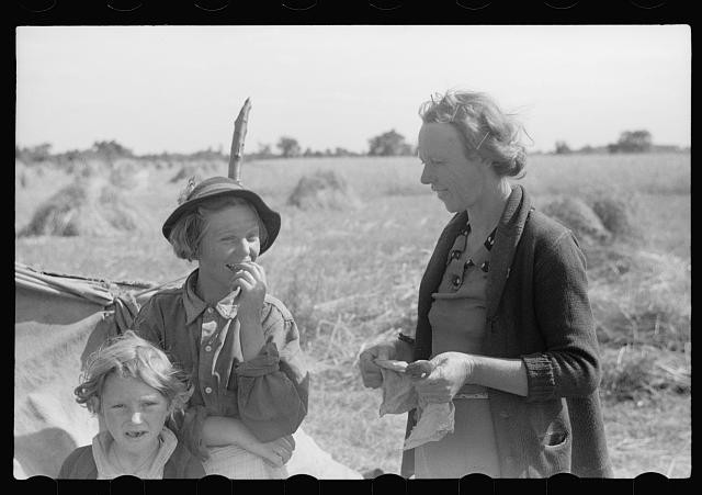 Photo:Berrien County Michigan 1940 Migrant Camp Woman Children John Vachon