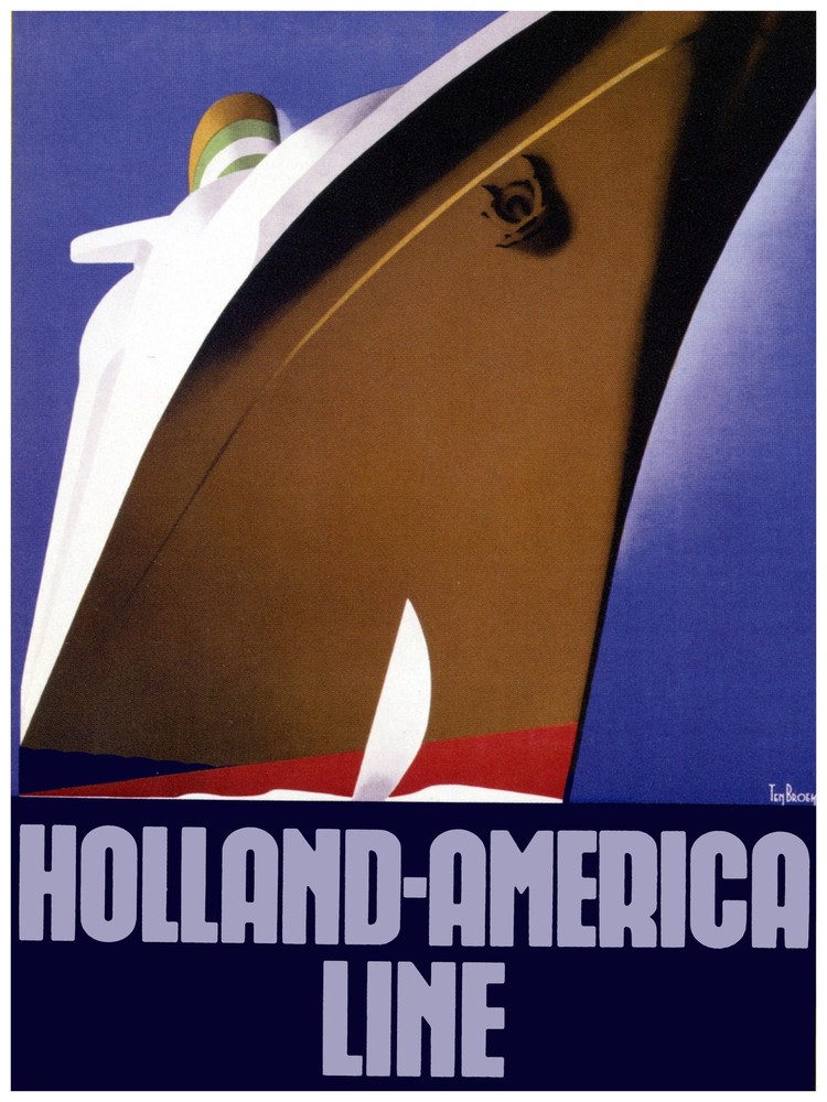 Decor Holland-America Line Travel Poster. Fine Graphic Design. Wall Art. 2071