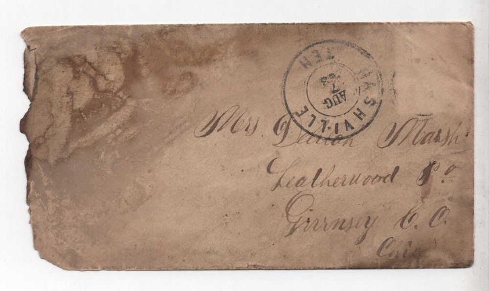 Us 1862 Civil War Nashville, Tenn. Free Frank Cover With Enclosed Letter
