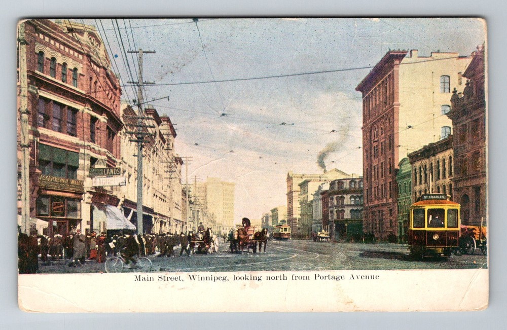 Canada- Manitoba Winnipeg Main Street From Portage Ave Old Card Vintage Postcard