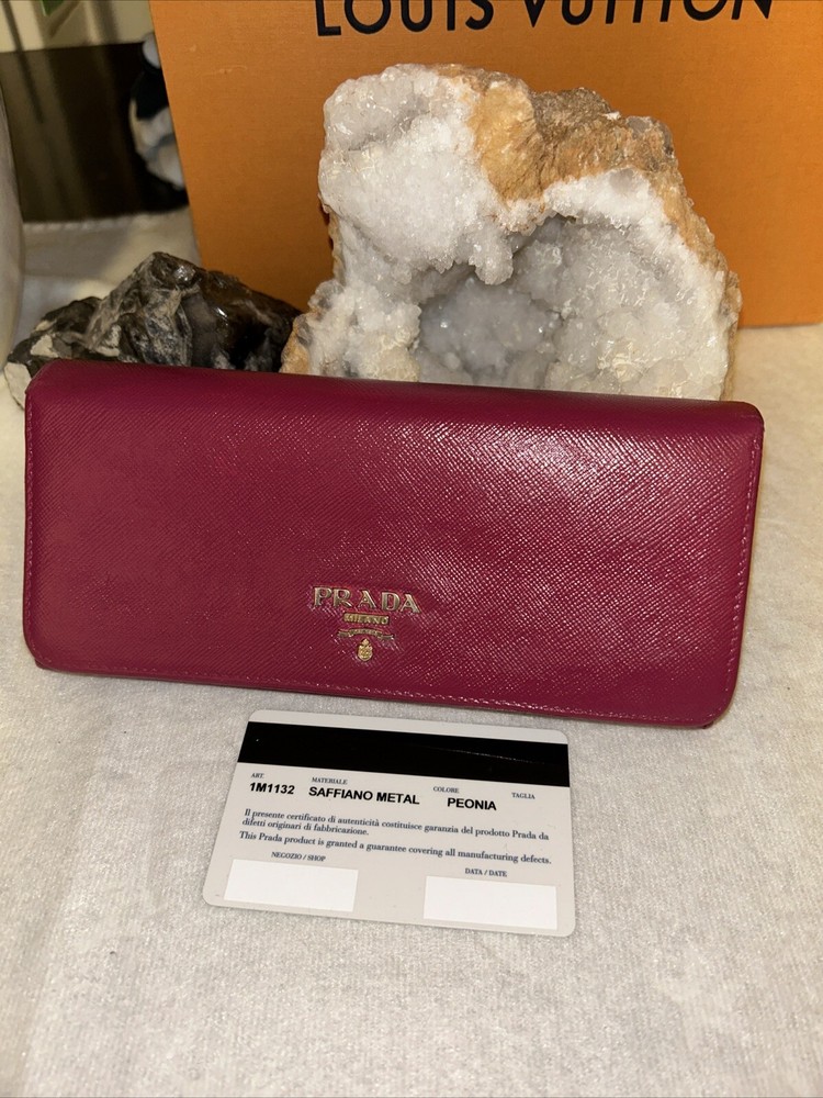 Prada Saffiano Long Peonia Leather Bifold Wallet, Project Wallet (As is)
