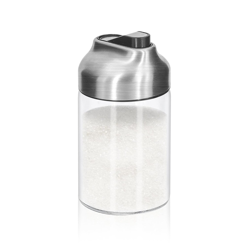Aelga Glass Sugar Dispenser with Pour Spout, Weighted Pourer, 1 Pack, Clear