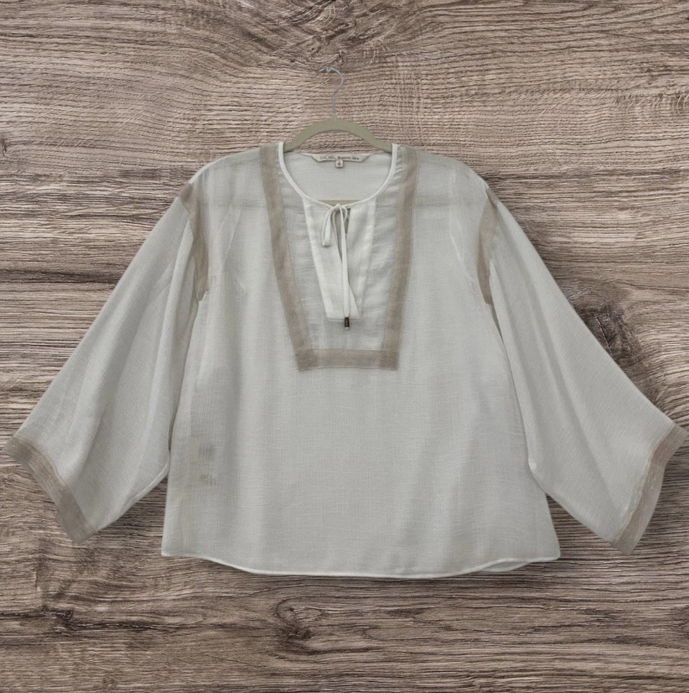 Womens Sheer Lace Trim Top Size Small Romantic Coquette Summer Boho Beachy Chic