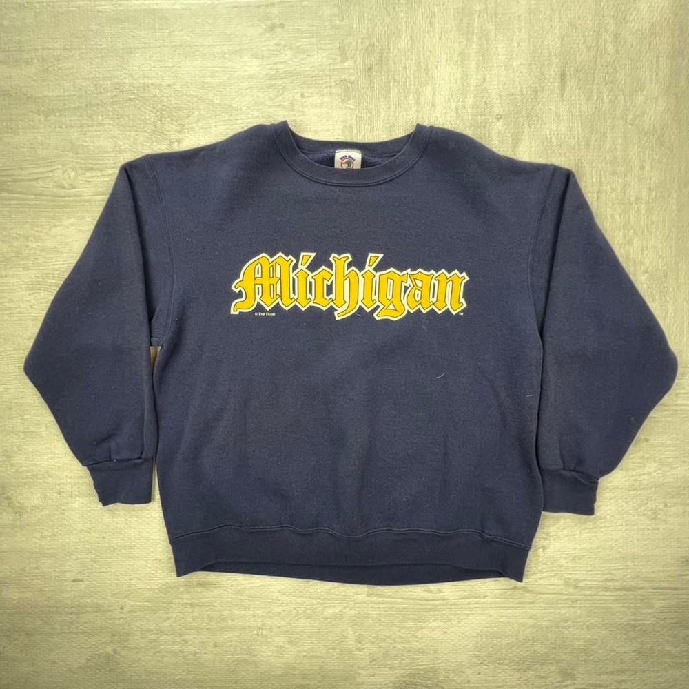Vintage 90s Michigan Wolverines Sweatshirt Size: XL Blue Yellow NCAA College