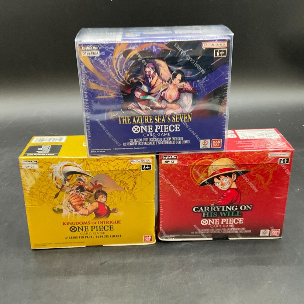 Lot of (3) One Piece TCG OP-13 Carrying/Will OP-14 OP-04 Booster Boxes SealedPROBSTEIN is actively accepting consignments !!