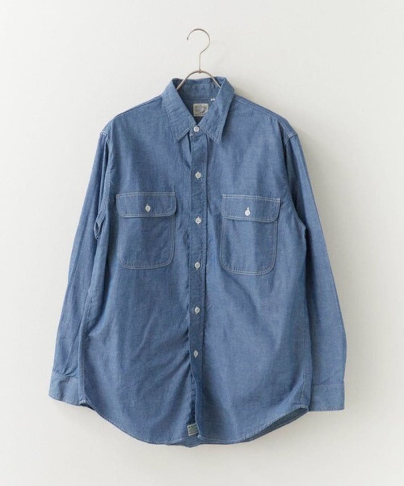 orSlow Chambray Work Shirt Size 4 XL Japanese Selvedge Denim Blue JAPAN