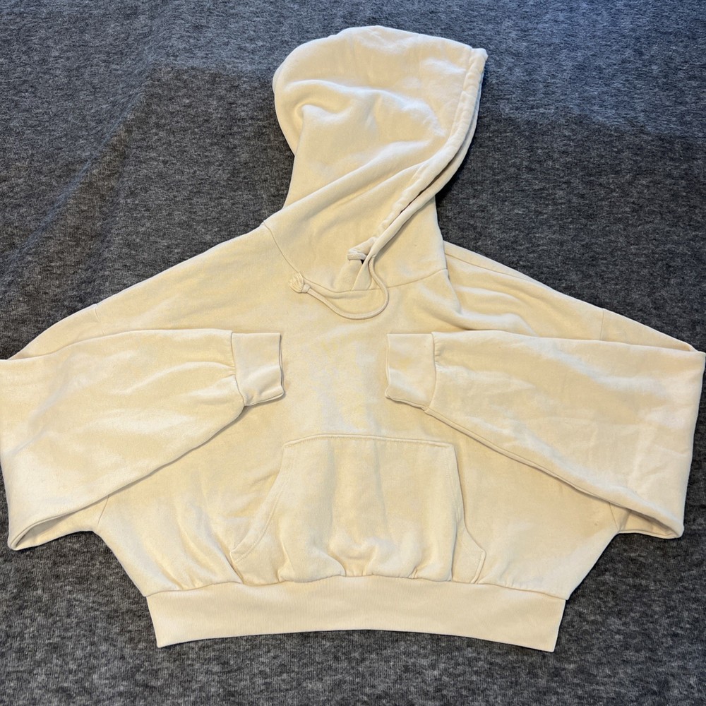 Levi's Cropped Hoodie Sweatshirt Pullover Y2K Comfy Casual Beige Size M