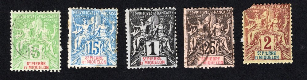 St Pierre and Miquelon 1892 group of stamps MH/MNG/used CV=32.2$
