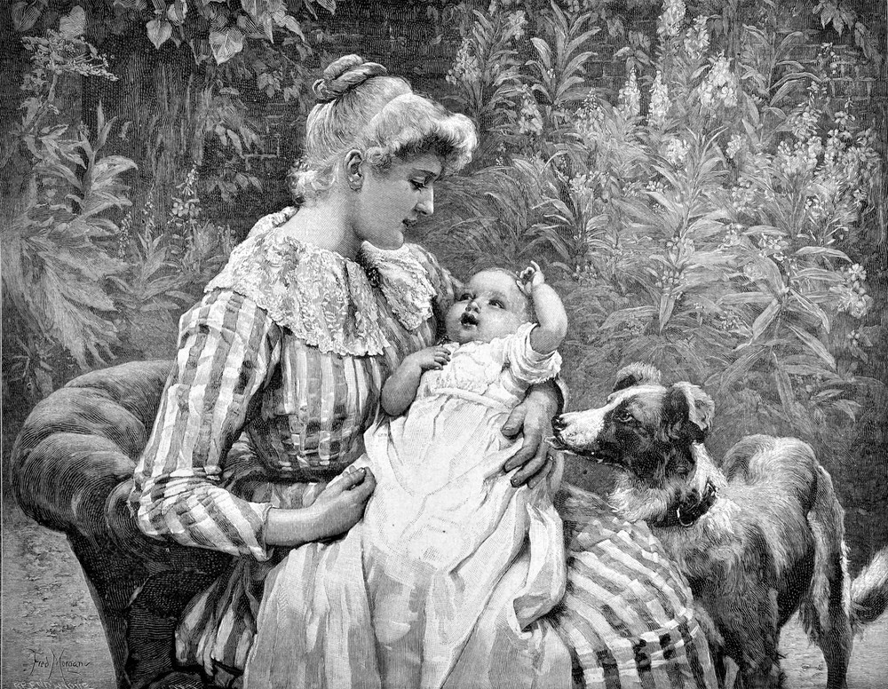 B & W Mom & baby bond Decorative Poster. Home Graphic Art Design. 4123
