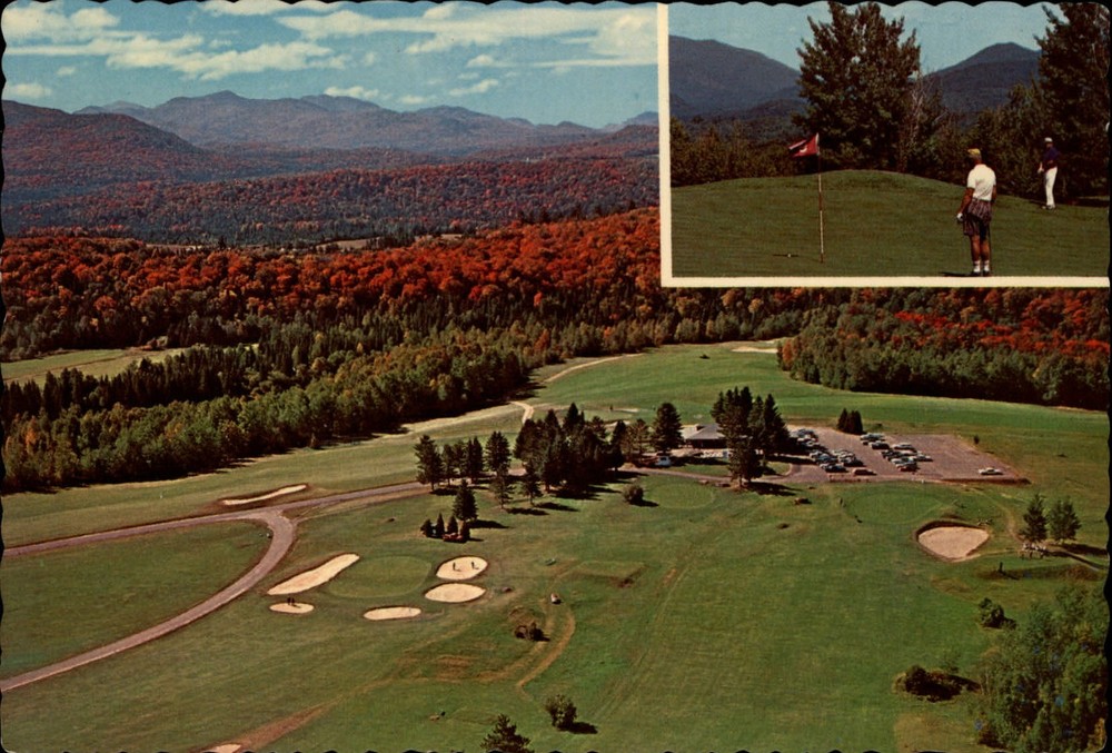Craig Wood Golf Course Lake Placid New York aerial view autumn  vintage postcard