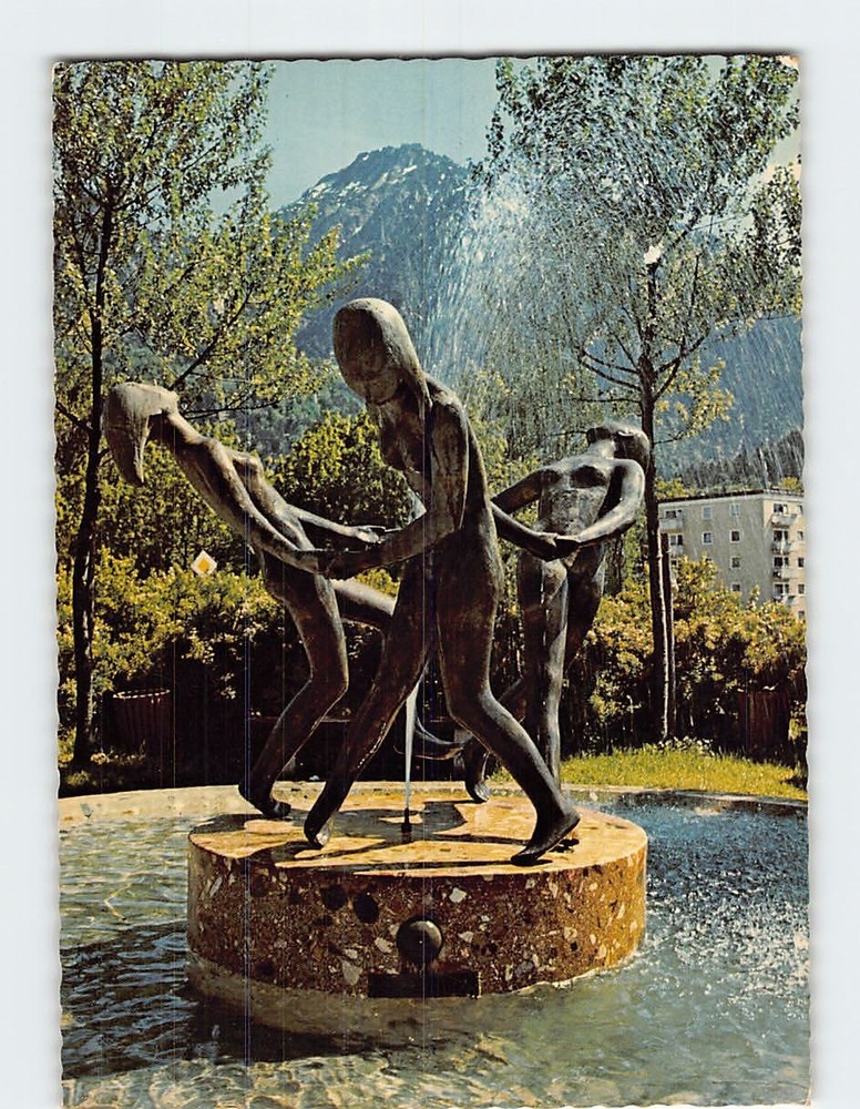 Postcard Dancing Maidens Fountain Bad Reichenhall Germany