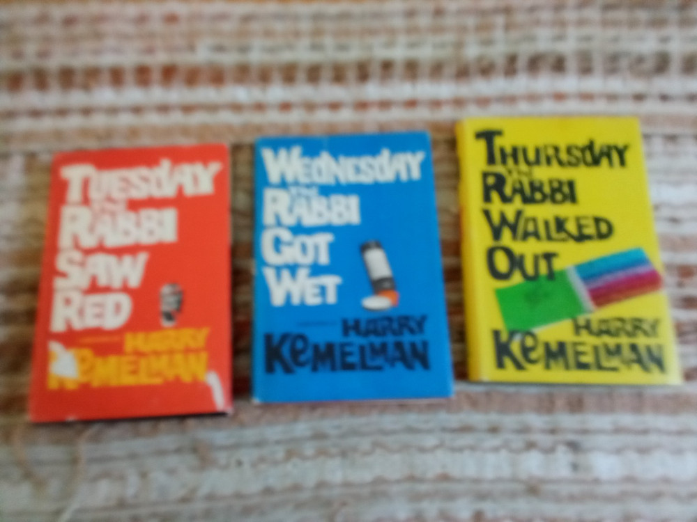 3  Rabbi series hardcovers by Harry Kemelman- book club editions Tues,Wed, Thurs