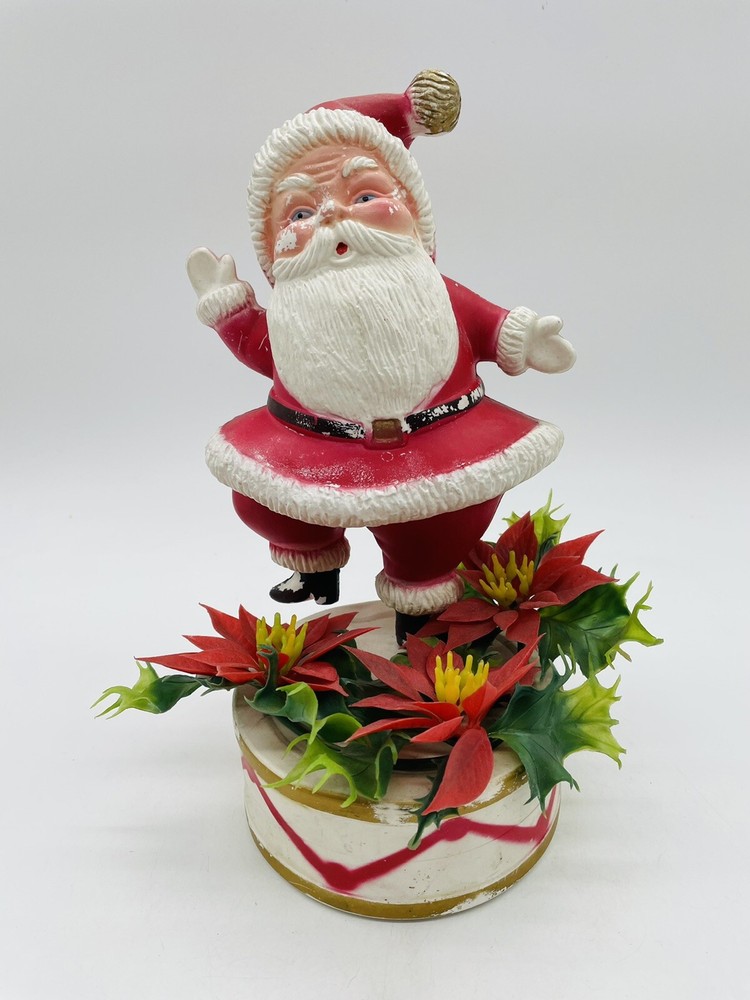 Vintage 1972 Florabelle Blow Mold Plastic Dancing Santa Table Accent Christmas-image