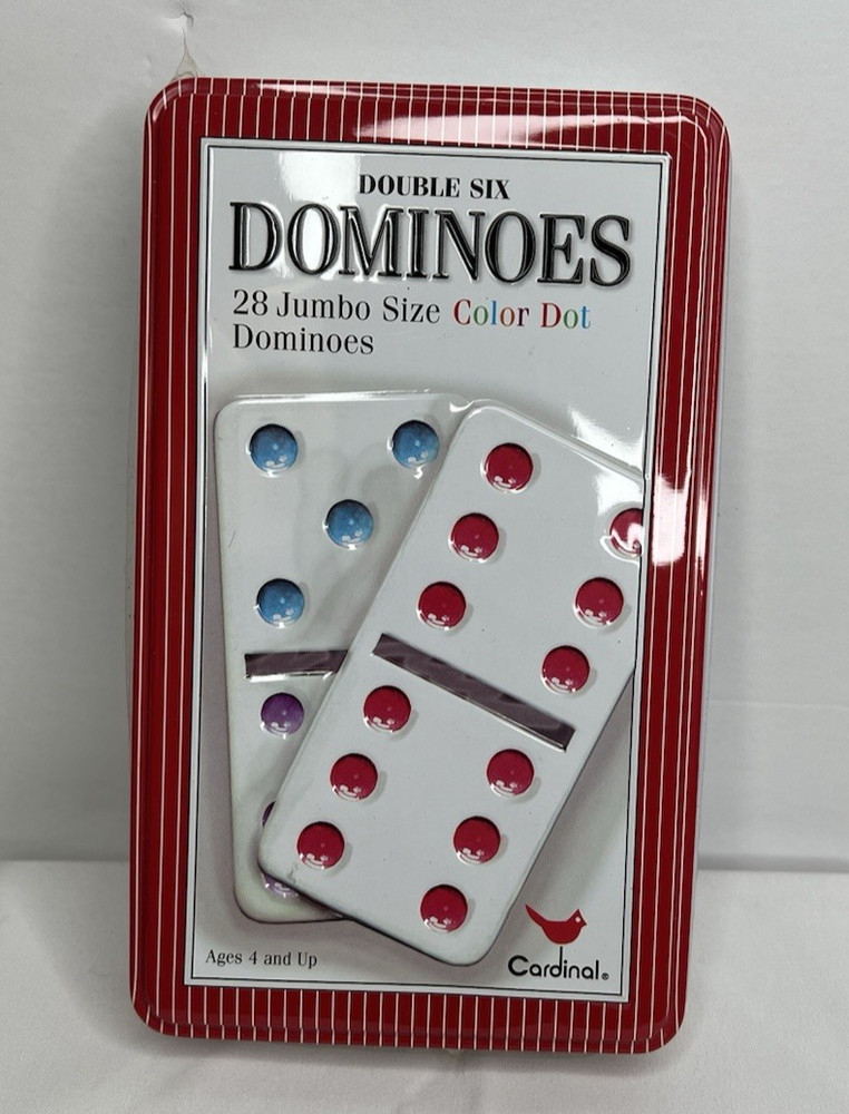 Dominoes Cardinal Double Six 28 Jumbo size Color Dot NEW