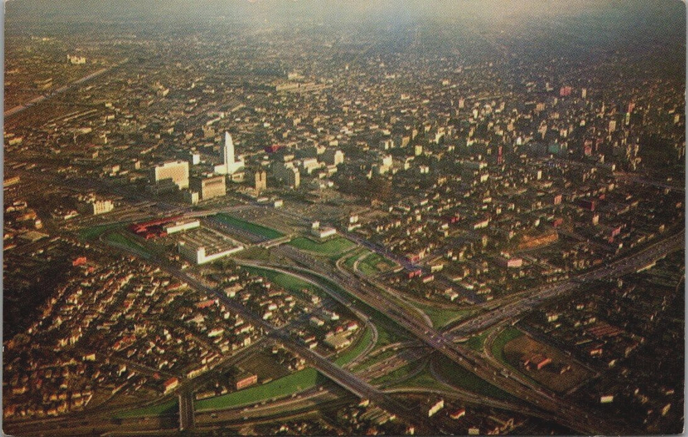 Los Angeles Freeway System Ariel View Downtown  California 1960's Postcard