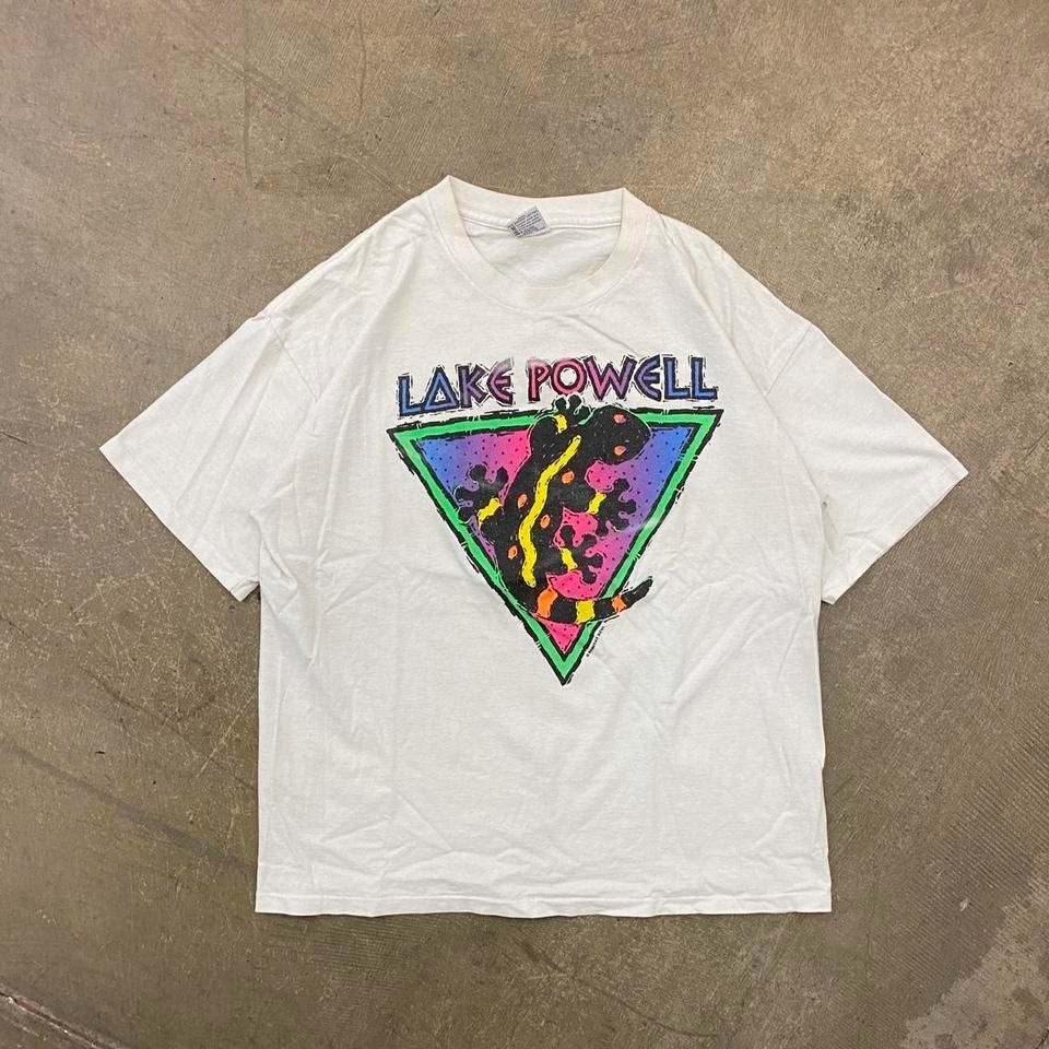 Vintage 90s Lake Powell Lizard Geico Colorful Nature Destination T-Shirt Size XL