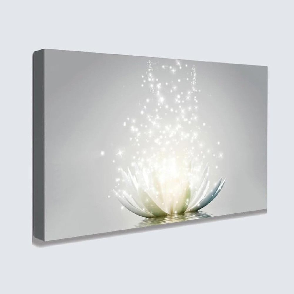 Zen Canvas Wall Art White Lotus Flower Meditation Picture Framed Art Lotus Fl...