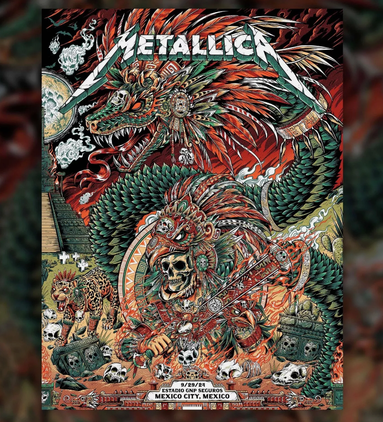 Custom Metallica Estadio Gnp Seguros Mexico City Sep 27, 29 2024 Poster