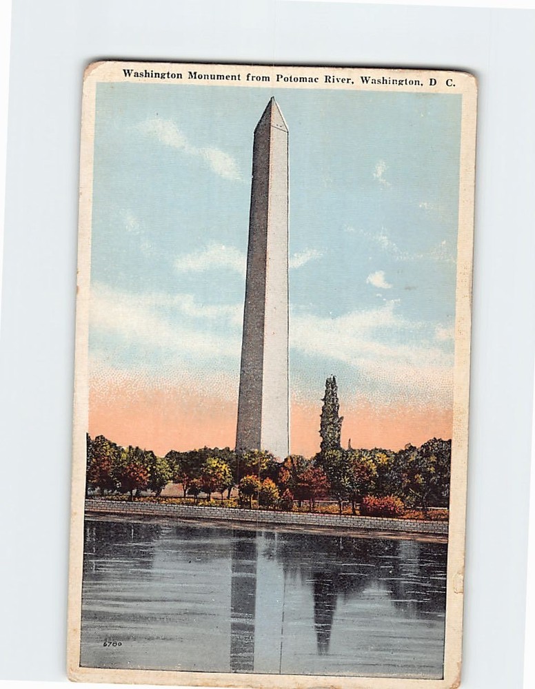 Postcard Washington Monument from Potomac River Washington DC USA