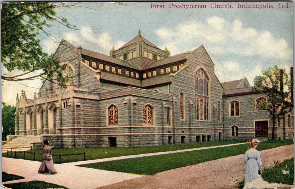 Indianapolis IN-Indiana, First Presbyterian Church, Vintage Postcard