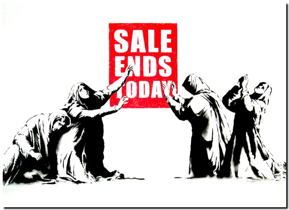 BANKSY STREET ART *FRAMED* CANVAS PRINT Sale ends tomorrow 18x12