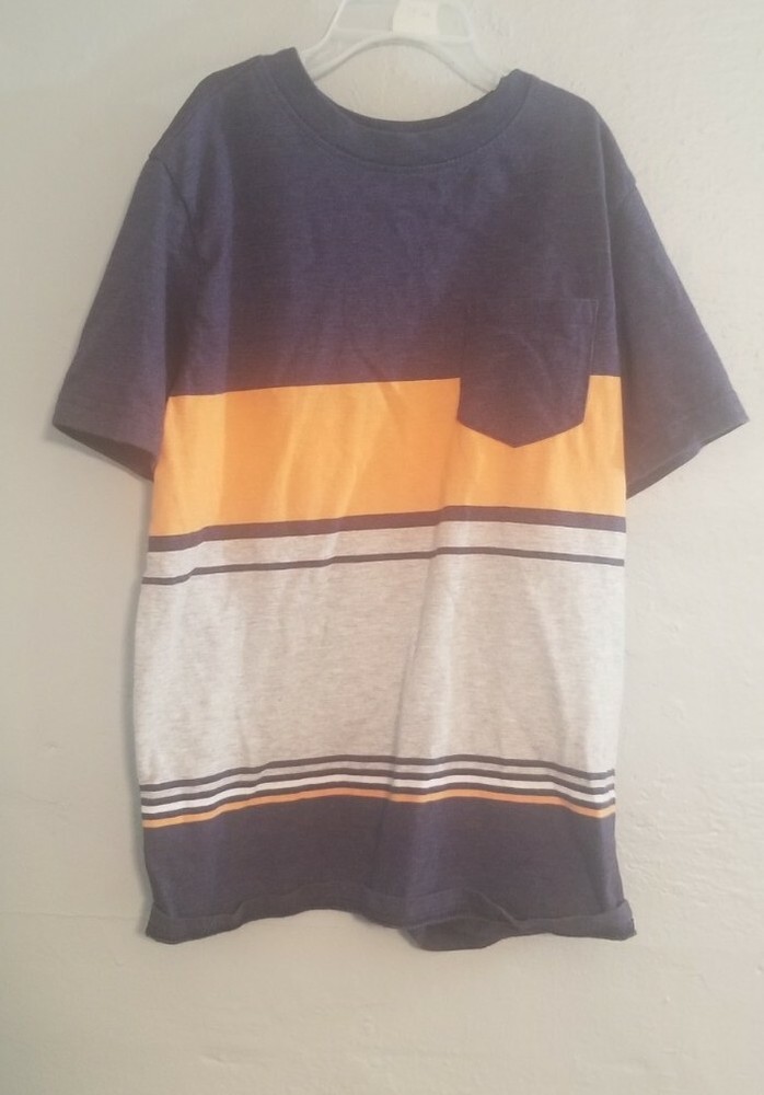 Cat & Jack Boys Medium 8/10 Blue,Orange, Gray Short Sleeve Shirt With Pocket