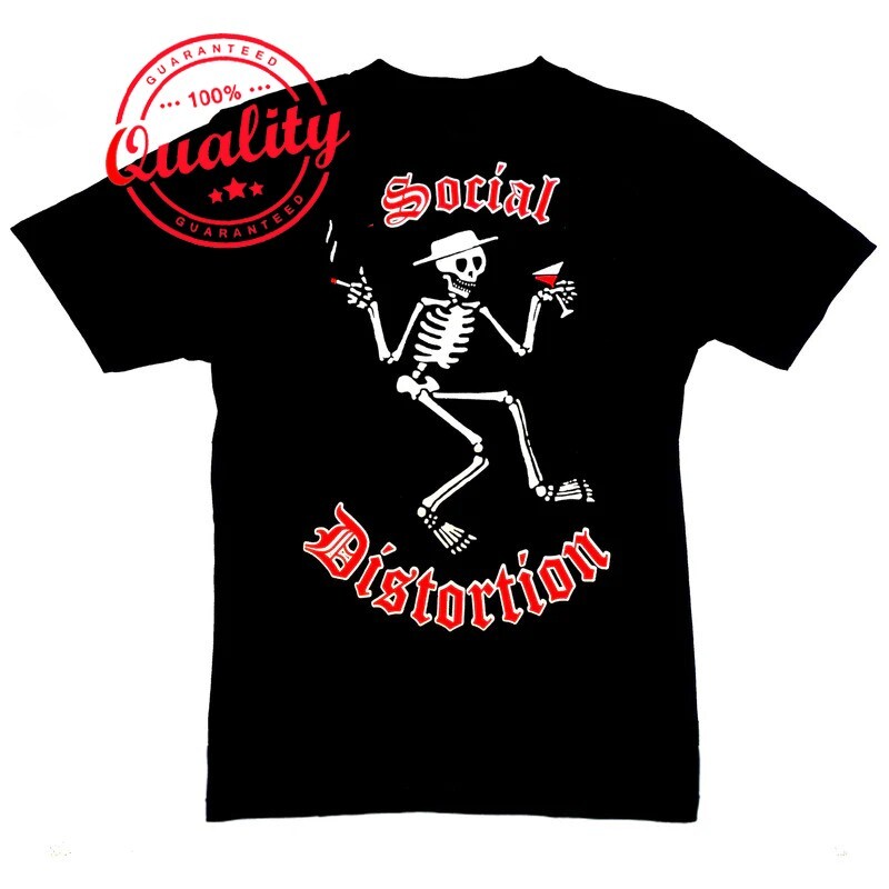 Vtg Social Distortion Band Skelly Logo Cotton Black Full Size T Shirt S- 4XL