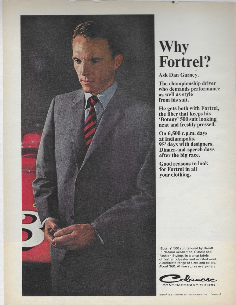 Championship Driver Dan Courney  Celanese Original Print Ad