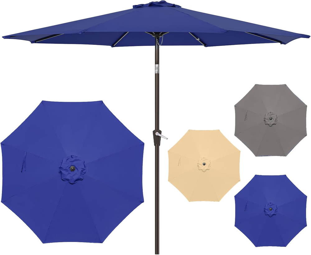 9FT Patio Umbrella Outdoor Table Umbrella with Push Button Tilt and Crank for Ga