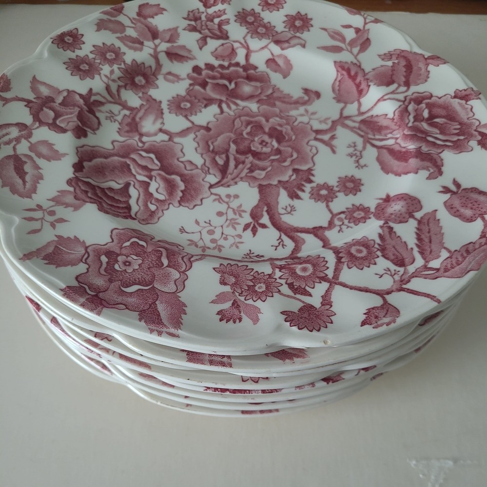 Vintage English Chippendale Johnson Brothers 10 Inch Plates Set Of 10 Rose china